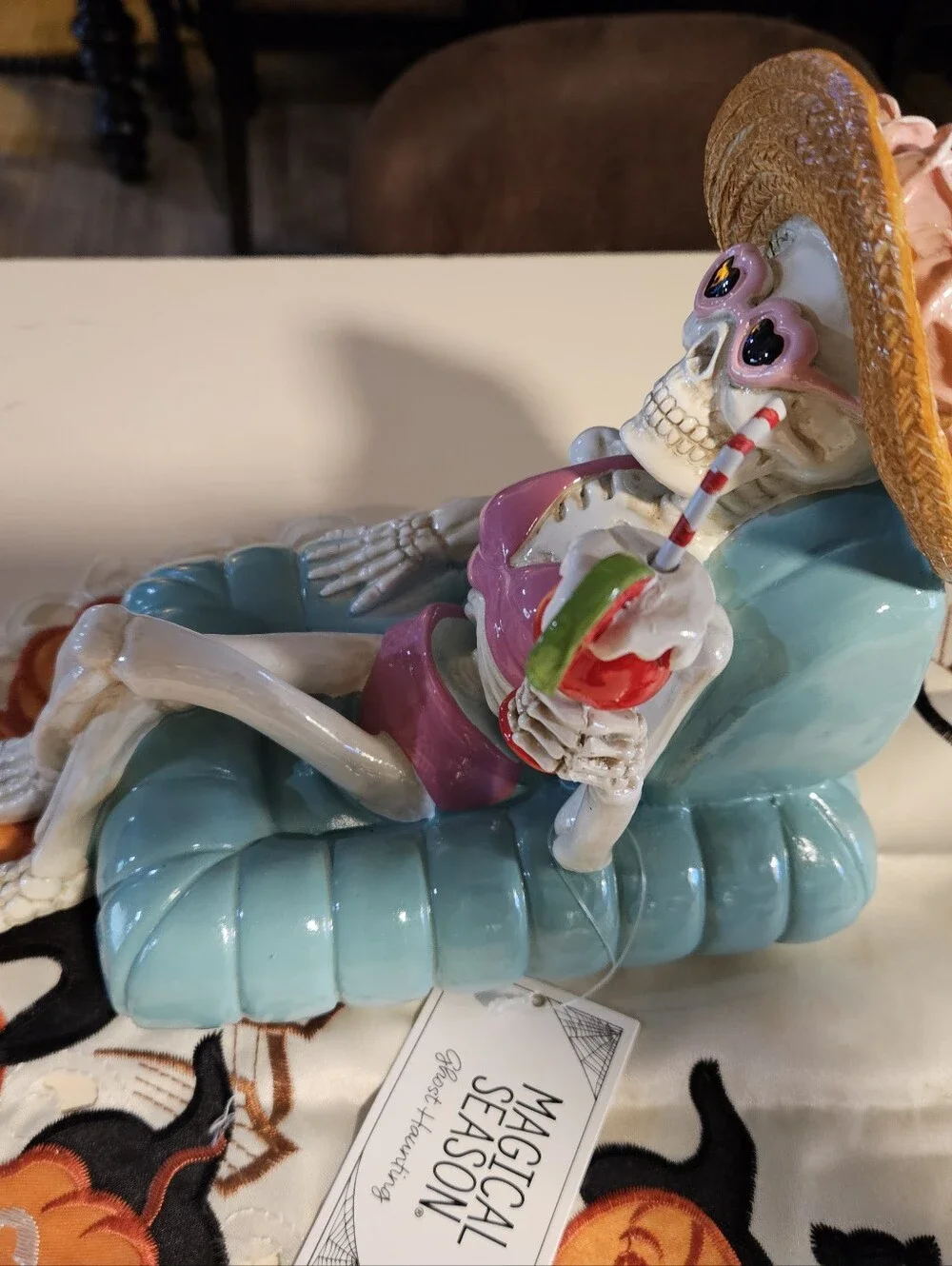 Magical Season Ghost Haunting Bikini Skeleton Lounge Chair Halloween Figurine